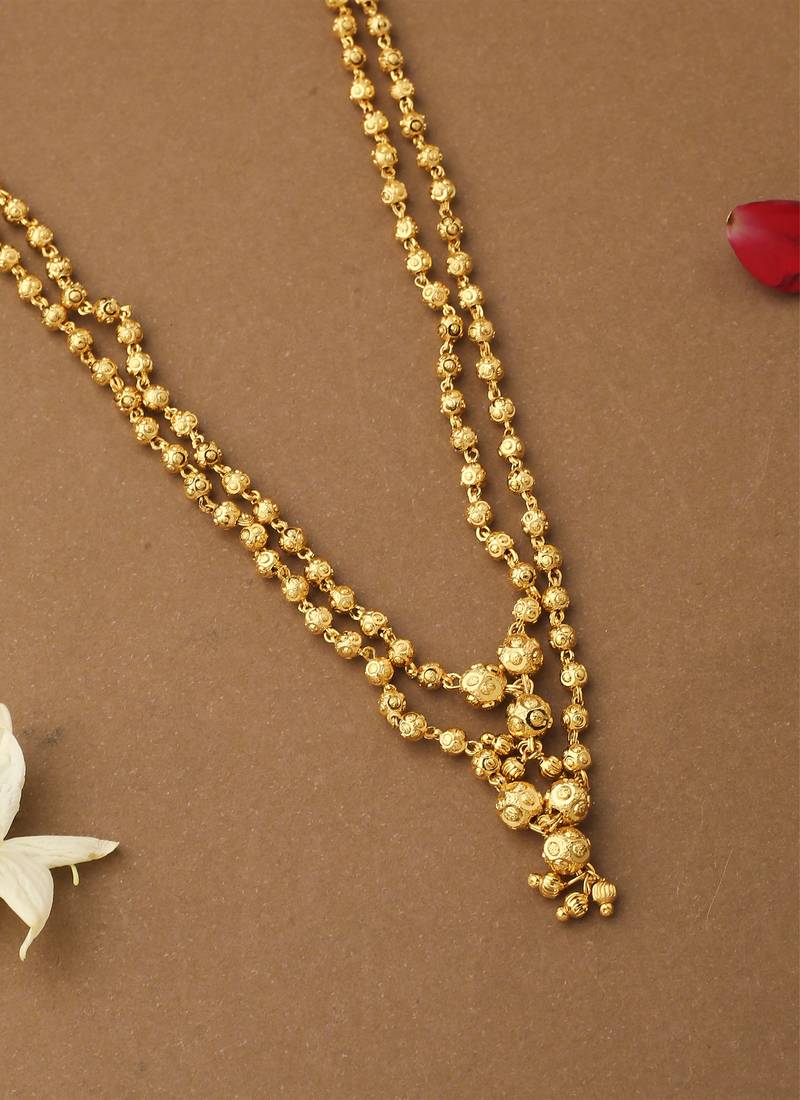 Dual Layered Gold Beaded Necklace