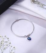  women silver-plated evil eye rakhi with roli chawal