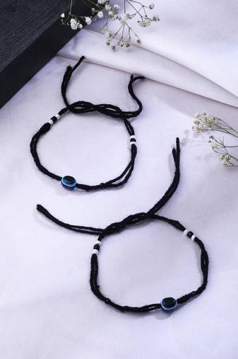  unisex set of 2 black evil eye rakhi with roli chawal