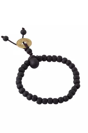  men black beaded elasticated rakhi with roli chawal