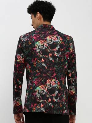 Men's Mandarin Collar Black Bandhgala Slim Fit Blazer 4