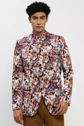 Men's Mandarin Collar Multi Bandhgala Slim Fit Blazer