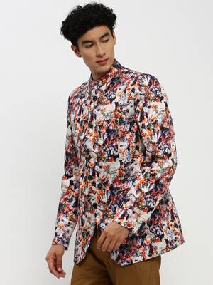 Men's Mandarin Collar Multi Bandhgala Slim Fit Blazer 3