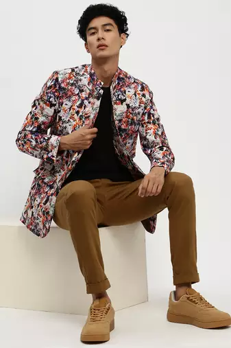 Men's Mandarin Collar Multi Bandhgala Slim Fit Blazer