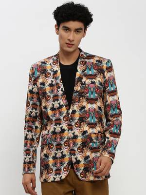 men's notched lapel multicolour single-breasted slim fit blazer 2