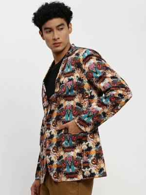 men's notched lapel multicolour single-breasted slim fit blazer 3