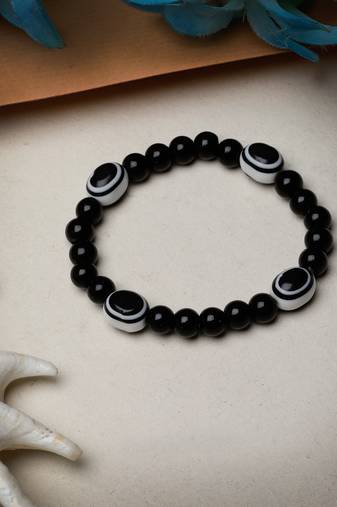  unisex black evil eye elasticated rakhi with roli chawal
