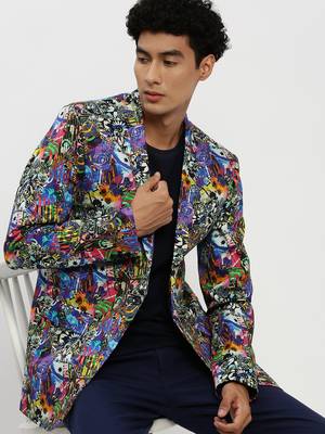 Men's Notched Lapel Multi Single-Breasted Slim Fit Blazer 1