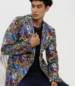 Men's Notched Lapel Multi Single-Breasted Slim Fit Blazer
