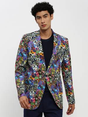 Men's Notched Lapel Multi Single-Breasted Slim Fit Blazer 2