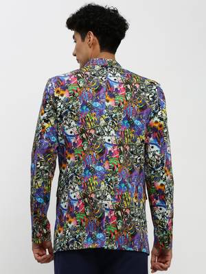 Men's Notched Lapel Multi Single-Breasted Slim Fit Blazer 4