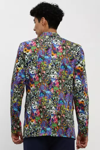 Men's Notched Lapel Multi Single-Breasted Slim Fit Blazer