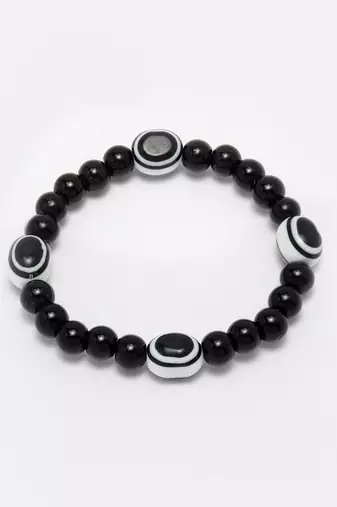  unisex black evil eye elasticated rakhi with roli chawal