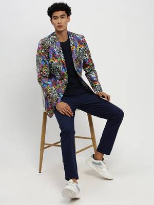 Men's Notched Lapel Multi Single-Breasted Slim Fit Blazer 5