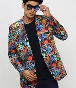 Men's Notched Lapel Orange Single-Breasted Slim Fit Blazer