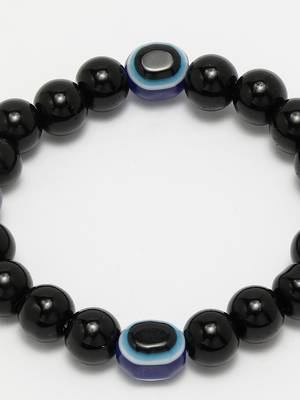  unisex black evil eye elasticated rakhi with roli chawal 2