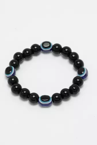  unisex black evil eye elasticated rakhi with roli chawal