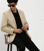 Men's Notched Lapel Beige Single-Breasted Slim Fit Blazer
