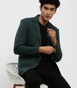 Men's Notched Lapel Green Single-Breasted Slim Fit Blazer