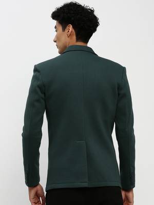 Men's Notched Lapel Green Single-Breasted Slim Fit Blazer 4