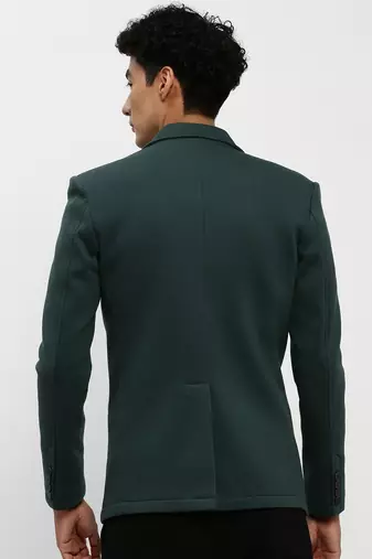 Men's Notched Lapel Green Single-Breasted Slim Fit Blazer