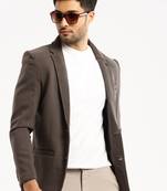 Men's Long Sleeves Solid Notched Lapel Grey Slim Fit Blazer