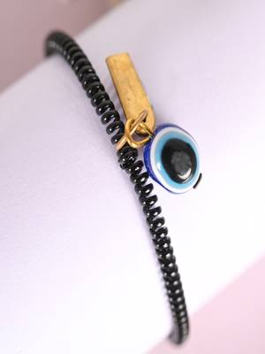  unisex black evil eye spring ring rakhi with roli chawal 1