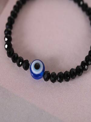 Nvr unisex black evil eye elasticated rakhi with roli chawal 1