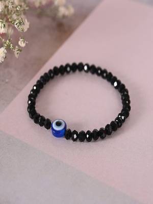 Nvr unisex black evil eye elasticated rakhi with roli chawal 2