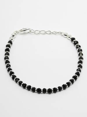  women silver plated black beaded adjustable rakhi with roli chawal 2