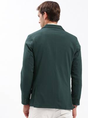 Men's Notched Lapel Solid Green Single-Breasted Blazer 4