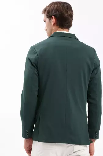 Men's Notched Lapel Solid Green Single-Breasted Blazer