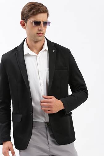 SHOWOFF Men's Notched Lapel Solid Black Single-Breasted Blazer