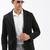 SHOWOFF Men's Notched Lapel Solid Black Single-Breasted Blazer