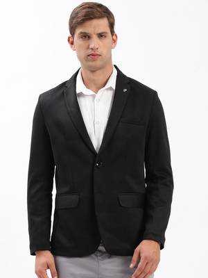 SHOWOFF Men's Notched Lapel Solid Black Single-Breasted Blazer 2