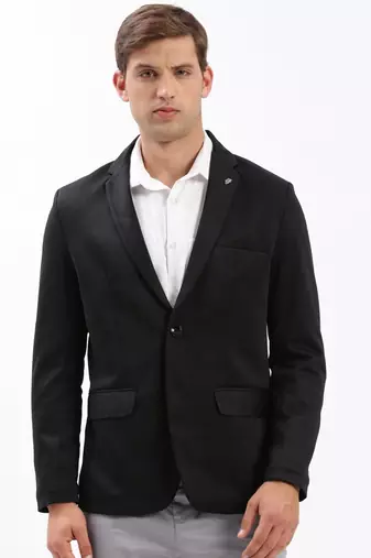 SHOWOFF Men's Notched Lapel Solid Black Single-Breasted Blazer