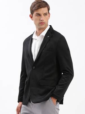 SHOWOFF Men's Notched Lapel Solid Black Single-Breasted Blazer 3