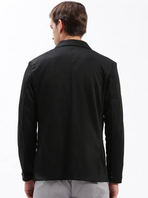 SHOWOFF Men's Notched Lapel Solid Black Single-Breasted Blazer 4