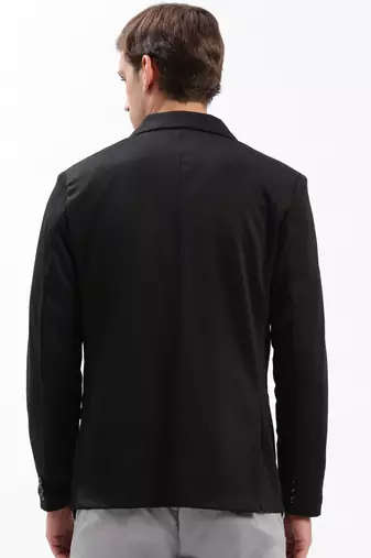 SHOWOFF Men's Notched Lapel Solid Black Single-Breasted Blazer