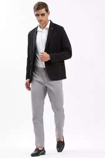 SHOWOFF Men's Notched Lapel Solid Black Single-Breasted Blazer