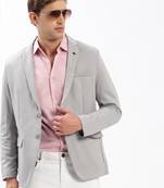 Men's Notched Lapel Solid Grey Single-Breasted Blazer