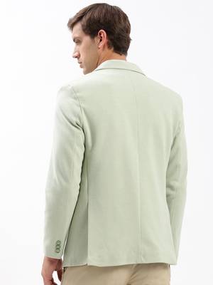 Men's Notched Lapel Solid Green Single-Breasted Blazer 4