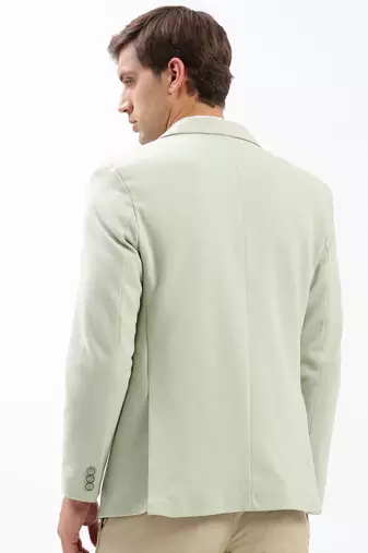 Men's Notched Lapel Solid Green Single-Breasted Blazer