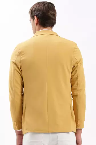Men's Notched Lapel Solid Yellow Single-Breasted Blazer