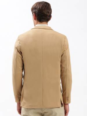 Men's Notched Lapel Solid Beige Single-Breasted Blazer 4
