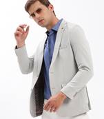 Men's Notched Lapel Solid Grey Single-Breasted Blazer