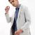 Men's Notched Lapel Solid Grey Single-Breasted Blazer
