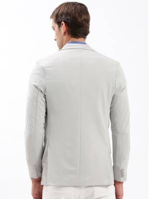 Men's Notched Lapel Solid Grey Single-Breasted Blazer 4