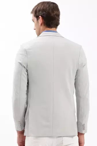 Men's Notched Lapel Solid Grey Single-Breasted Blazer