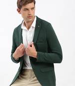 Men's Notched Lapel Solid Green Single-Breasted Blazer